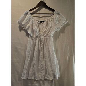 LA BLANCA by Rod Beattie White Eyelet Off The Shoulder Mini Dress Size L